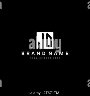 JD monogram logo initials with square rectangular shape isolated on black background initials vector graphic template Stock Vector