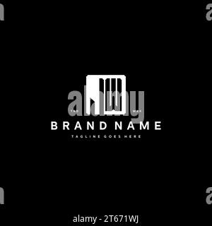 JW monogram logo initials with square rectangular shape isolated on black background initials vector graphic template Stock Vector