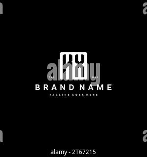 KX monogram logo initials with square rectangular shape isolated on black background initials vector graphic template Stock Vector