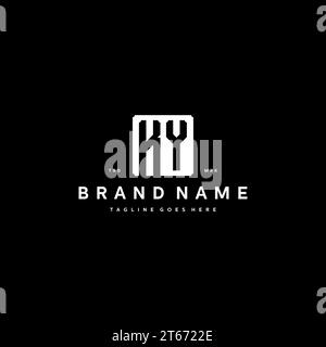 KY monogram logo initials with square rectangular shape isolated on black background initials vector graphic template Stock Vector