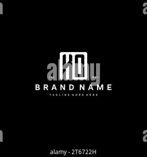 KO monogram logo initials with square rectangular shape isolated on black background initials vector graphic template Stock Vector