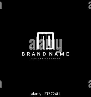 MO monogram logo initials with square rectangular shape isolated on black background initials vector graphic template Stock Vector