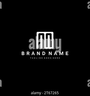 NN monogram logo initials with square rectangular shape isolated on black background initials vector graphic template Stock Vector