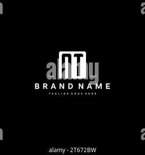 NT monogram logo initials with square rectangular shape isolated on black background initials vector graphic template Stock Vector