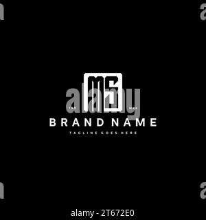 MS monogram logo initials with square rectangular shape isolated on black background initials vector graphic template Stock Vector