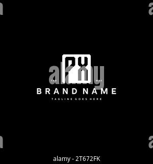 PX monogram logo initials with square rectangular shape isolated on black background initials vector graphic template Stock Vector