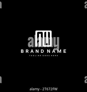 NU monogram logo initials with square rectangular shape isolated on black background initials vector graphic template Stock Vector