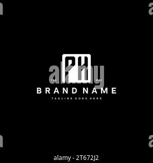 PH monogram logo initials with square rectangular shape isolated on black background initials vector graphic template Stock Vector