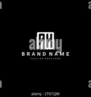 RK monogram logo initials with square rectangular shape isolated on black background initials vector graphic template Stock Vector