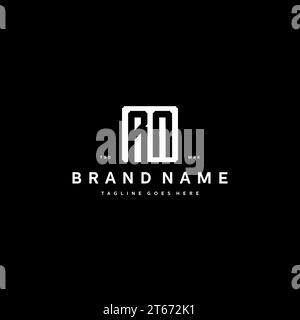 RN monogram logo initials with square rectangular shape isolated on black background initials vector graphic template Stock Vector