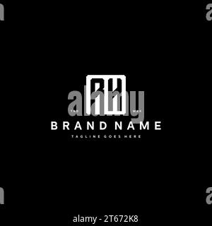 RH monogram logo initials with square rectangular shape isolated on black background initials vector graphic template Stock Vector