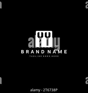 YY monogram logo initials with square rectangular shape isolated on black background initials vector graphic template Stock Vector