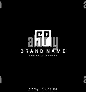 SP monogram logo initials with square rectangular shape isolated on black background initials vector graphic template Stock Vector