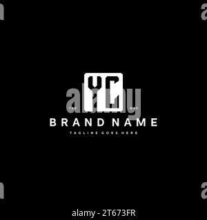 YC monogram logo initials with square rectangular shape isolated on black background initials vector graphic template Stock Vector