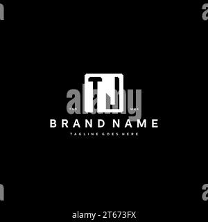 TJ monogram logo initials with square rectangular shape isolated on black background initials vector graphic template Stock Vector