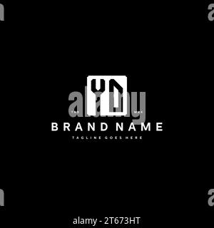 YD monogram logo initials with square rectangular shape isolated on black background initials vector graphic template Stock Vector