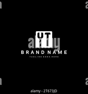 YT monogram logo initials with square rectangular shape isolated on black background initials vector graphic template Stock Vector