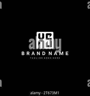 XS monogram logo initials with square rectangular shape isolated on black background initials vector graphic template Stock Vector
