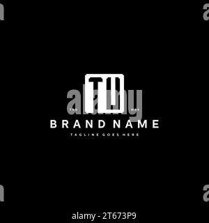 TU monogram logo initials with square rectangular shape isolated on black background initials vector graphic template Stock Vector
