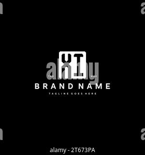 XI monogram logo initials with square rectangular shape isolated on black background initials vector graphic template Stock Vector