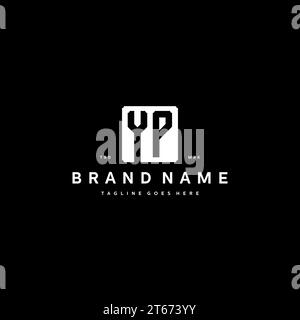 YP monogram logo initials with square rectangular shape isolated on black background initials vector graphic template Stock Vector