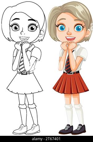 student girl standing smiling on white background Stock Vector Image ...