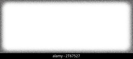 Grunge dotted gradient frame. Noisy border with sand texture. Fade stipple background. Abstract halftone gradation. Vector illustration Stock Vector