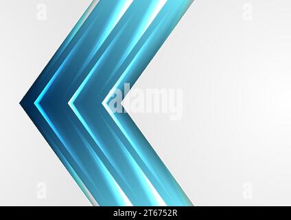 Blue abstract glowing arrows tech futuristic neon background. Vector design Stock Vector