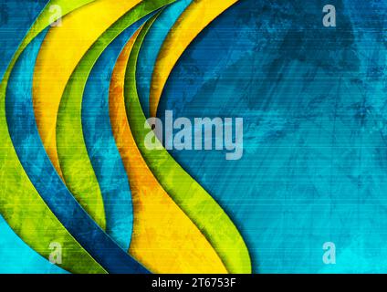 Colorful grunge waves abstract background. Vector corporate design Stock Vector
