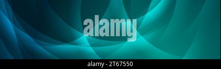 Cyan shiny technology background with abstract waves. Vector banner design Stock Vector