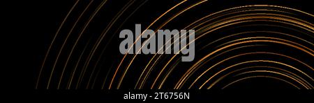 Golden circles on black abstract geometric tech background. Vector luxury banner design Stock Vector