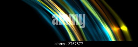 Colorful glossy glowing waves abstract background. Shiny wavy vector banner design Stock Vector
