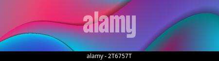 Abstract blue and purple liquid waves futuristic banner. Glowing retro vector background Stock Vector