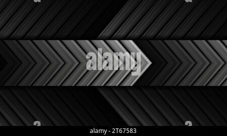 Black glossy and grey silver metallic arrows. Geometric tech abstract background. Vector design Stock Vector