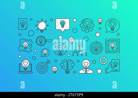 Concepts and ideas illustration. Vector modern banner made with idea and bulb icons Stock Vector
