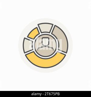 Colorful chart with face inside vector icon - man in diagram business sign or design element in thin line style Stock Vector