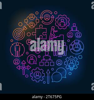 Colorful job and career illustration. Career development concept symbol made with outline icons on dark blue background Stock Vector