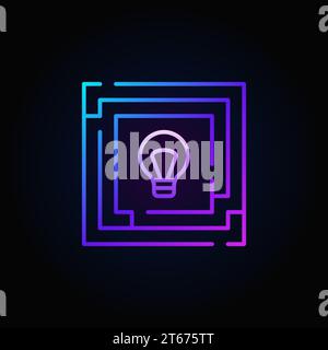 Colorful labyrinth with light bulb icon. Idea concept outline sign or logo element Stock Vector