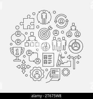 Employment and recruitment illustration. Vector career concept symbol made with business icons in thin line style Stock Vector