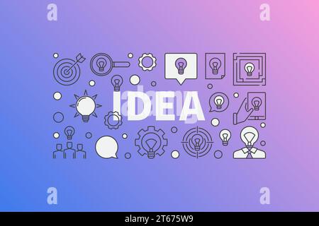 Idea modern illustration - vector creative banner made with word IDEA and bulb icons Stock Vector