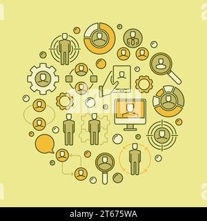 Human resources concept illustration - vector creative hiring and recruitment sign. HR circular symbol Stock Vector
