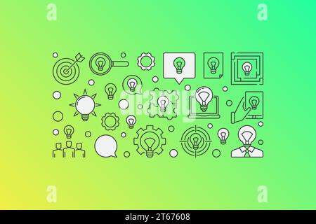 Idea modern banner design - vector colorful creative ideas green background Stock Vector