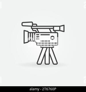 Professional video camera icon - vector outline video digital camera on a tripod icon or logo element in thin line style Stock Vector