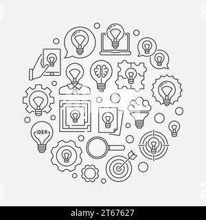 Idea circular illustration - vector concepts and ideas outline symbol Stock Vector