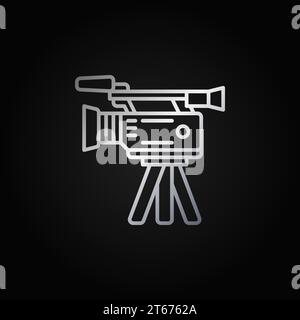 Film camera colorful icon. Vector digital video-camera outline symbol or design element on dark background Stock Vector