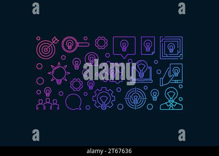 Solution and idea modern banner design - vector colorful creative ideas background on dark background Stock Vector