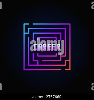Maze colorful icon - vector bright labyrinth symbol with a word CAREER in center on dark background Stock Vector