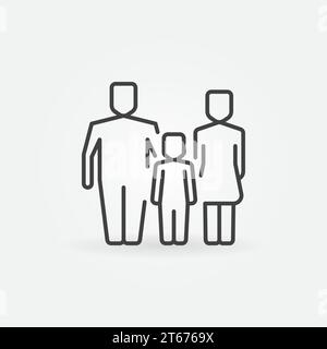 Family outline icon. Vector parents with child concept linear sign or design element Stock Vector
