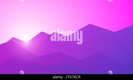 Vector polygonal mountains illustration. Colorful low poly mountain landscape with sunrise background Stock Vector