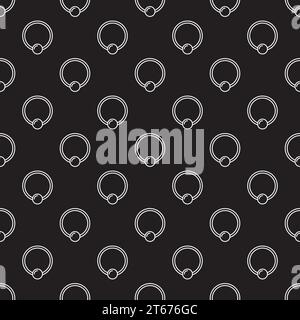 Piercing jewelry dark vector seamless pattern made with outline captive ring icons Stock Vector